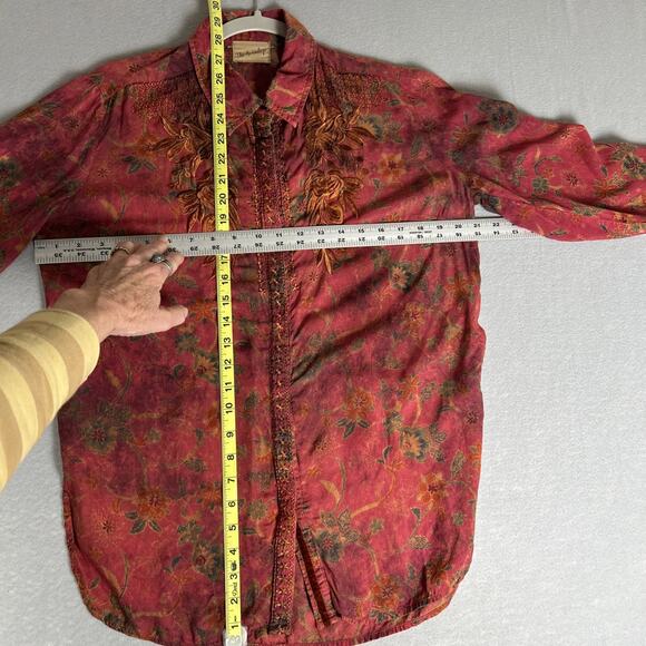 The Nu Vintage Womens Sz S Button Front Floral Roses embroidered Top - Picture 6 of 6